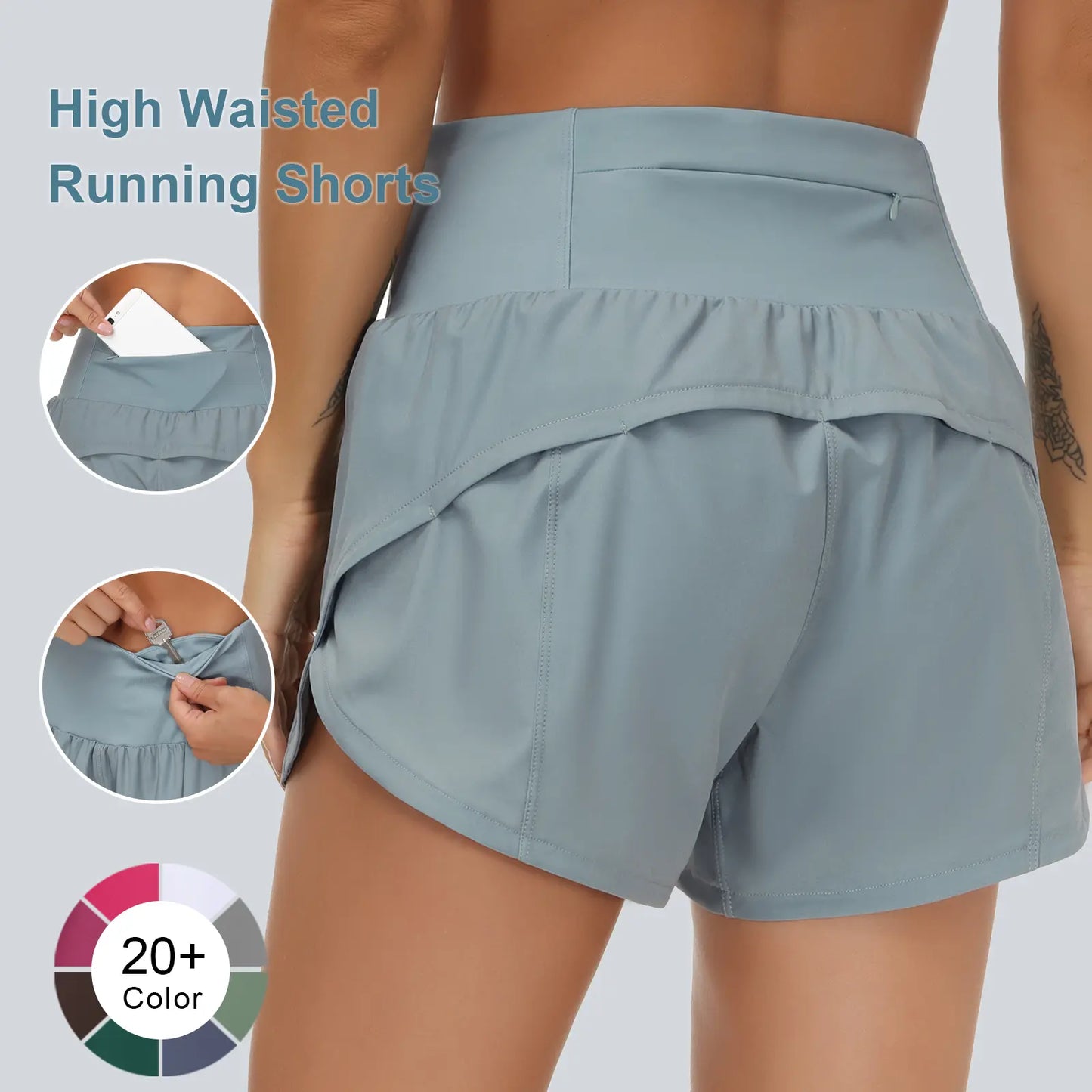 MoveFit™ | Short Deportivo de Cintura Alta con Bolsillos