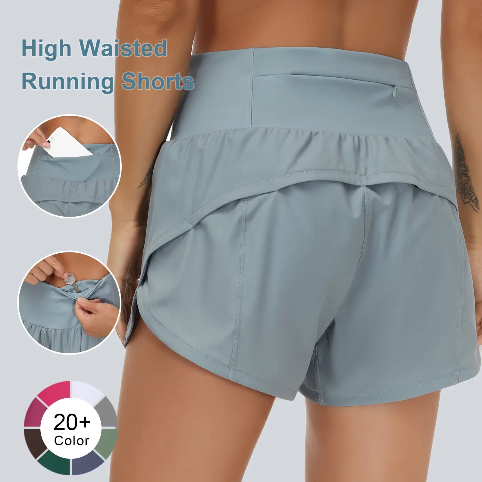 MoveFit™ | Short Deportivo de Cintura Alta con Bolsillos